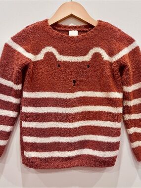 Hanna Andersson Kids Brown Plush Knit Bear Sweater Soft Kids 6-7